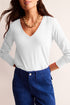 V-Neck Long Sleeve Relaxed Fit Pullover Top